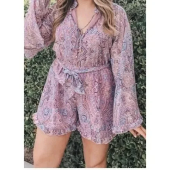 Goodnight Macaroon Boho Paisley Romper - Size M, NWT - Picture 8 of 8